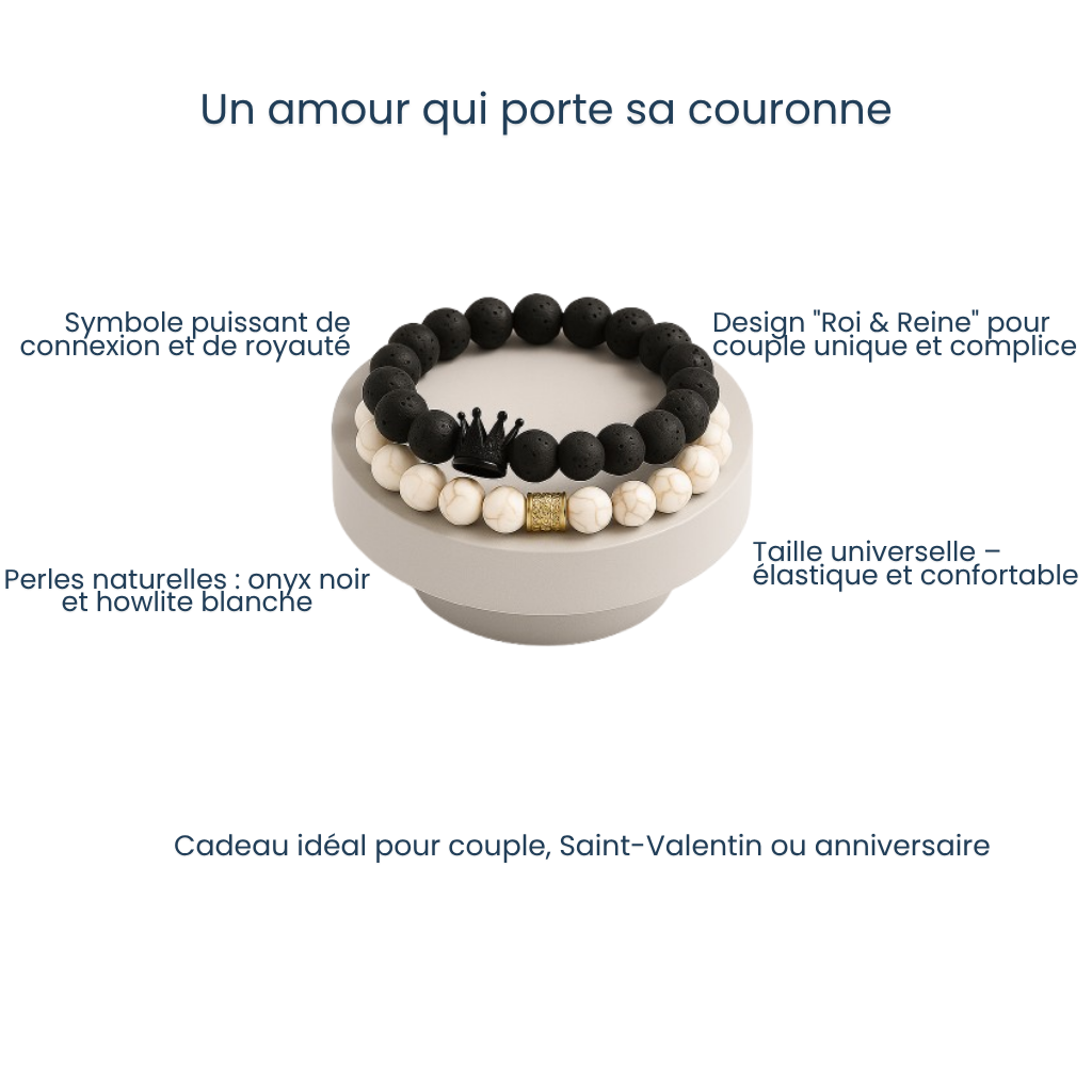 Bracelet Duo Roi & Reine – Connexion Équilibrée